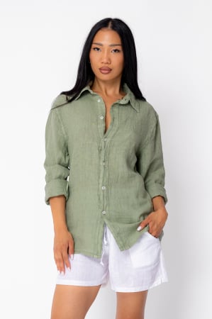 Produse din IN - Camasa Boyfriend de plaja dIn 100% In Light Olive