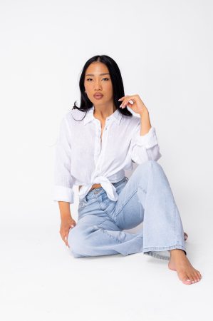 Camasa Boyfriend de plaja dIn 100% In White [1]