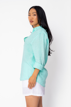Camasa Boyfriend de plaja dIn 100% In Ice Green [2]