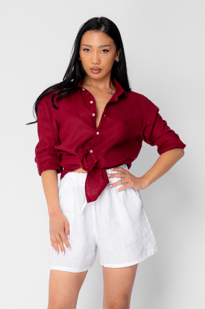 Boyfriend Shirt Linen Burgundy [2]