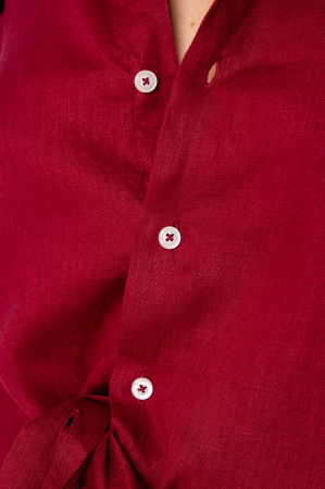 Boyfriend Shirt Linen Burgundy [3]