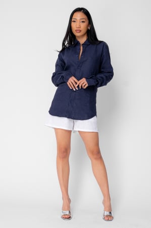 Linen Products - Boyfriend Shirt Linen Navy