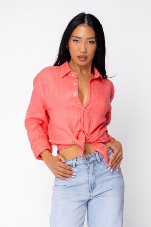 Produse din IN - Camasa Boyfriend de plaja dIn 100% In Coral