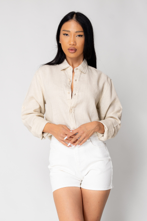 Linen Products - Boyfriend Shirt Linen Light Beige