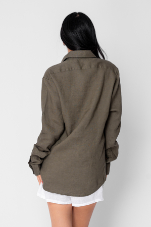 Boyfriend Shirt Linen Kaki [2]