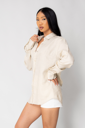 Boyfriend Shirt Linen Light Beige [2]