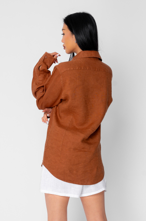 Boyfriend Shirt Linen Brown [2]