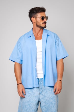 PROMOTII - Camasa bumbac Oversized Bleu