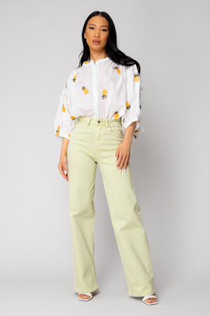 Sale Women - Short sleeves Embroidered shirt White