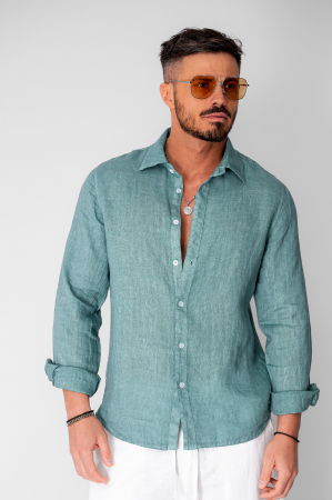 BARBATI - Camasa din 100% In Dark Olive