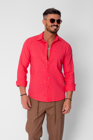 BARBATI - Camasa din 100% In de plaja Magenta New