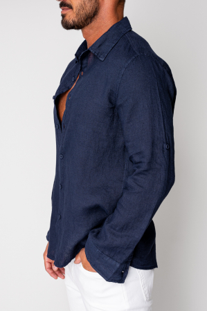 Linen 100% shirt Navy [4]