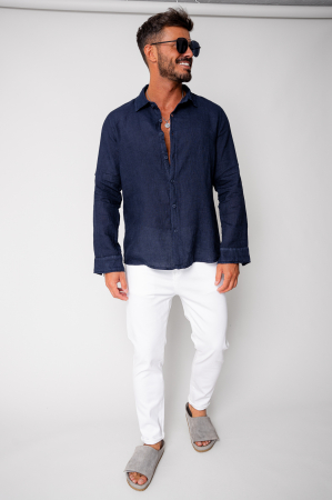 SALE - Linen 100% shirt Navy