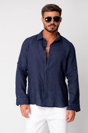 Linen 100% shirt Navy [1]
