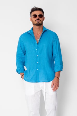NOUTATI - Camasa dIn 100% In Premium Blue Royal