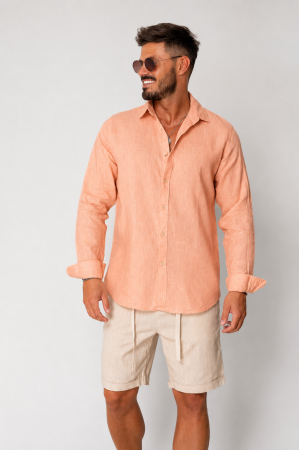 BARBATI - Camasa din 100% In Premium Light Orange