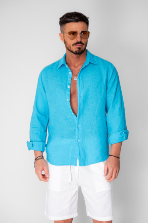 BARBATI - Camasa din 100% In Turquoise