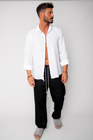 Sale Men - Premium Linen 100% shirt White
