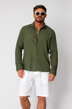 Linen shirt with botton closure Green [1]
