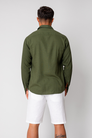 Linen shirt with botton closure Green [3]
