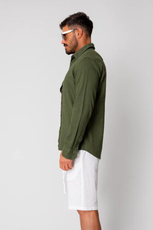 Linen shirt with botton closure Green [2]