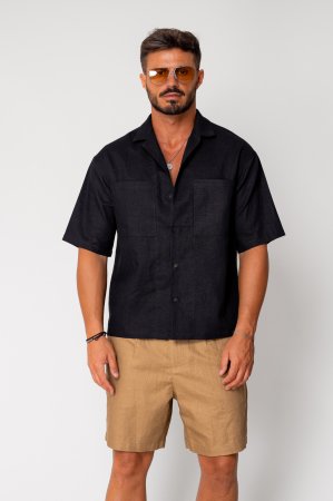 Promotii Barbati - Camasa dIn In maneca scurta Black