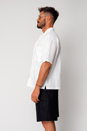 Short sleeve cotton shirt White [2]
