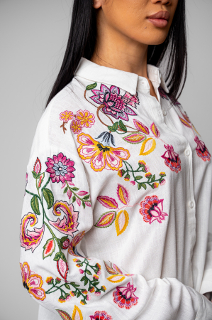 Women's Shirt with Floral Embroidery White [4]
