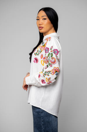 Women's Shirt with Floral Embroidery White [6]