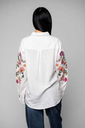 Women's Shirt with Floral Embroidery White [3]