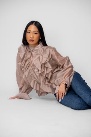 Femei - Camasa femei cu volane Taupe