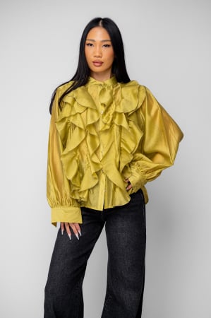 Femei - Camasa femei cu volane Mustard Yellow