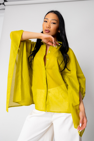 Sale Women - Lime Green Asymmetric Women's Shirt