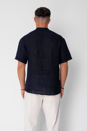 100% Linen tunic shirt Navy [2]