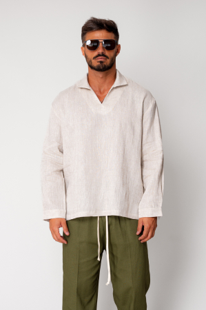 SALE - 100% Linen tunic shirt Light Beige