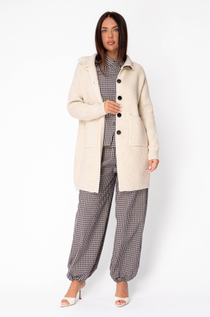 Pulovere - Cardigan cu nasturi tricotat lung Beige