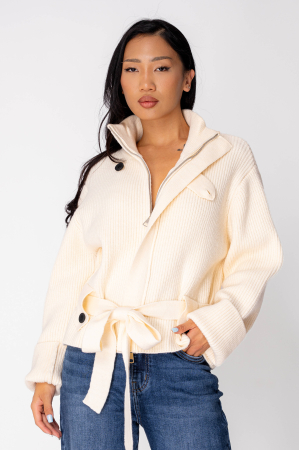 Short zip cardigan Cream [3]