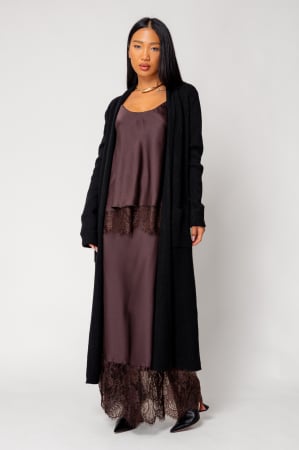 NOUTATI - Cardigan tricotat lung Black
