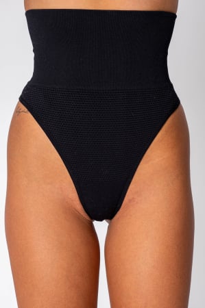 WOMEN - High-waisted shaping thong, Black