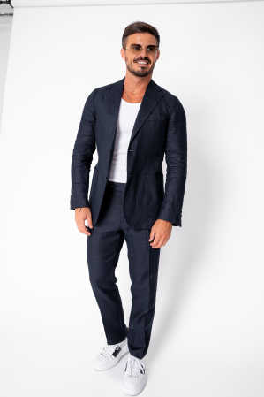 NEW - 100% IN suit with jacket and long pants Navy