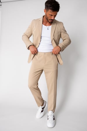 SALE - Jacket and long pants suit Beige