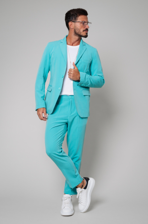 Costum sacou si pantalon lung Turquoise [0]