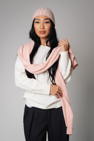 Accesorii - Fular din mix de lana si casmir Light Rose