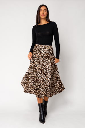 FEMEI - Fusta lunga Animal Print Cream/Black