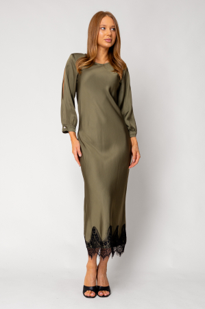 Khaki long lace dress [1]
