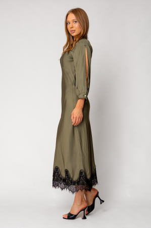Khaki long lace dress [4]