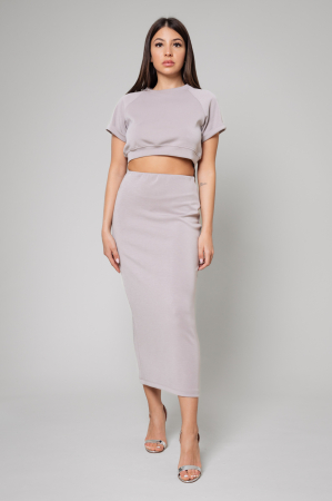 PROMOTII - Set Top scurt si fusta Taupe