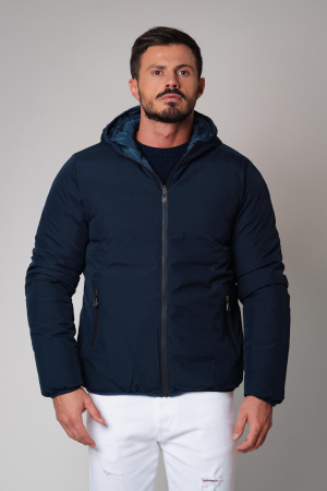 Geaca cu 2 fete fermoar si gluga Navy [2]