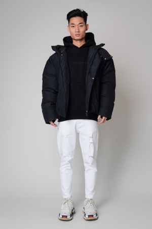 SALE - Jacket Zip-Up with hood Huge Oversized Black