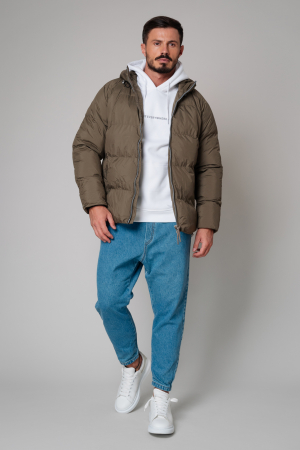 Geaca cu fermoar si gluga Kaki [0]